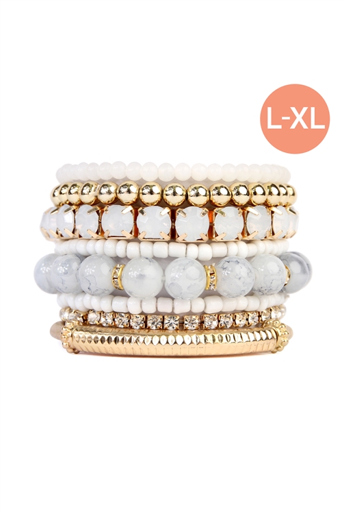 S25-5-2-HDB2210NA-MULTIPLE LINE CLASSY STACK BRACELET - NATURAL/6PCS