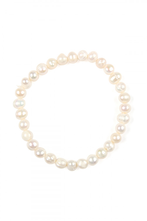 237-G-HDB2277NA - GLASS COATED FRESH PEARL STRETCH BRACELET - NATURAL/6PCS