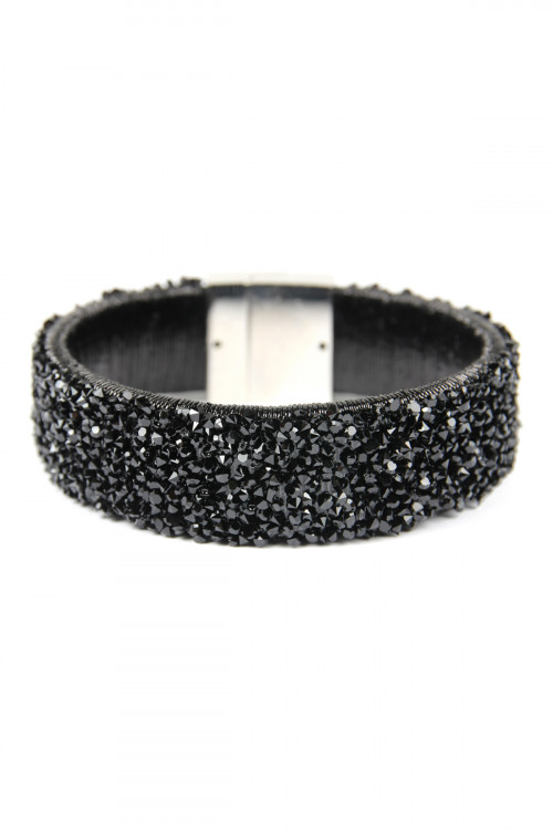 S7-5-4-HDB2302BK BLACK WIDE RHINESTONE BANGLE BRACELET/6PCS