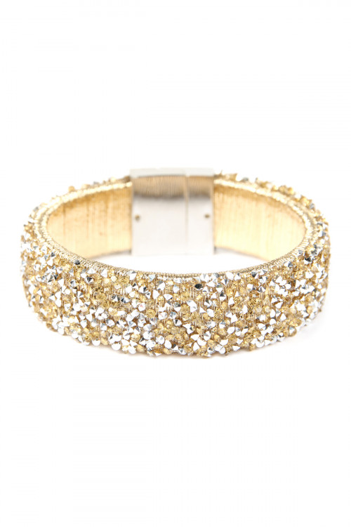 SA4-3-3-HDB2302G GOLD WIDE RHINESTONE BANGLE BRACELET/6PCS