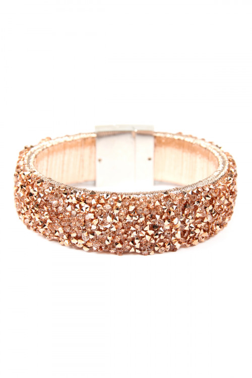 S4-5-2-HDB2302RG ROSE GOLD WIDE RHINESTONE BANGLE BRACELET/6PCS