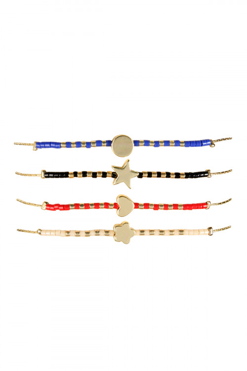 A2-5-1-HDB2347 MINIMALIST SHAPE CAST METAL BRACELET-MULTICOLOR/6PCS