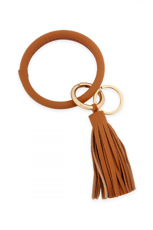 S23-1-2HDB2508CM CAMEL LEATHER COATED KEY RING WITH LEATHER TASSEL/6PCS (NOW $1.25 ONLY!)