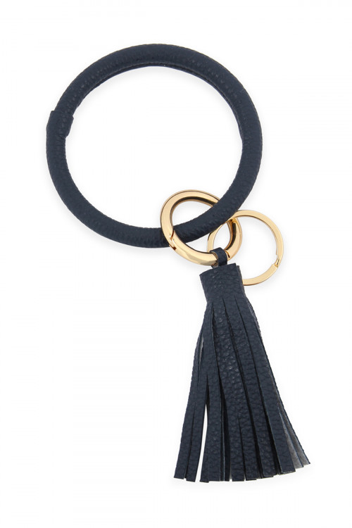 S23-1-2-HDB2508NV NAVY LEATHER COATED KEY RING WITH LEATHER TASSEL/6PCS (NOW $1.25 ONLY!)