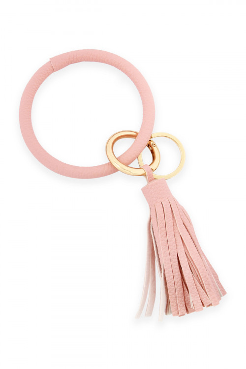 S23-1-2-HDB2508PK PINK LEATHER COATED KEY RING WITH LEATHER TASSEL/6PCS (NOW $1.25 ONLY!)