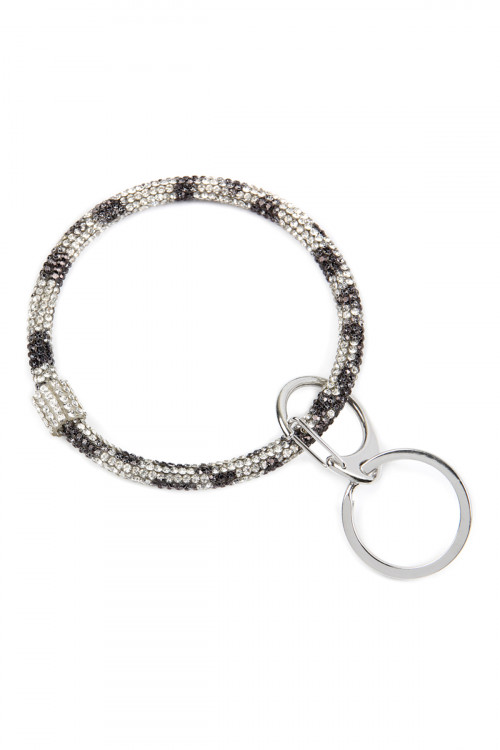 S25-6-1-HDB2509BW BLACK WHITE RHINESTONES KEY RING/6PCS (NOW $1.00 ONLY!)