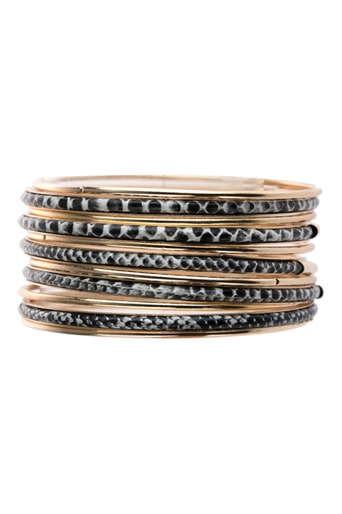 S27-9-1/A1-2-4/S21-8-5-HDB2533SBK BLACK SNAKE SKIN BANGLES BRACELET SET/6SETS