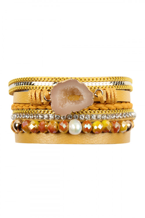 A1-3-2-HDB2542MU MUSTARD DRUZY CHARM BRACELET SET/6SETS