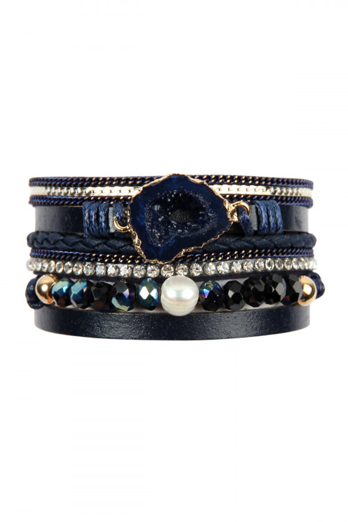 S7-4-4-HDB2542NV NAVY DRUZY CHARM BRACELET SET/6SETS