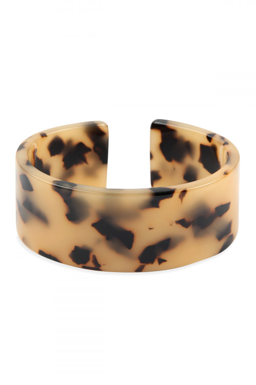 A1-1-3-HDB2578BR BROWN WIDE TORTOISE ACETATE OPEN BANGLE BRACELET/6PCS