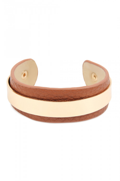 A1-2-2-HDB2609BR BROWN SIMPLE LEATHER CUFF BRACELET/6PCS (NOW $2.00 ONLY!)