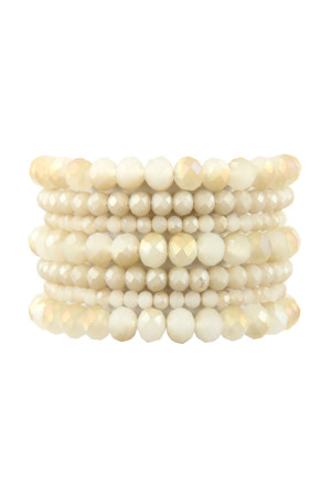 S22-12-1-HDB2750NA NATURAL SEVEN LINES GLASS BEADS STRETCH BRACELET/6PCS