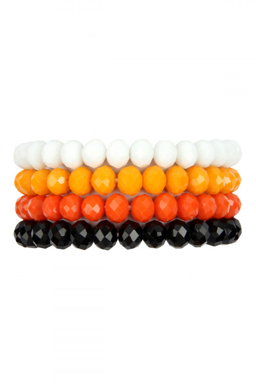 S17-12-1-HDB2851-2 (HALLOWEEN) STYLE 2 FOUR LINE RONDELLE BEADS STRETCH BRACELET/6PCS