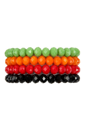 S22-3-3-HDB2851-3 (HALLOWEEN) STYLE 3 FOUR LINE RONDELLE BEADS STRETCH BRACELET/6PCS