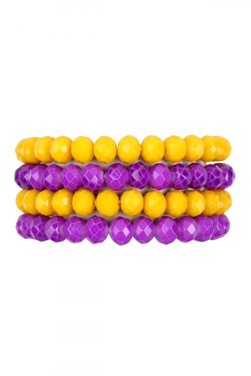 S25-1-2-HDB2851-4 STYLE 4 FOUR LINE RONDELLE BEADS STRETCH BRACELET/6PCS