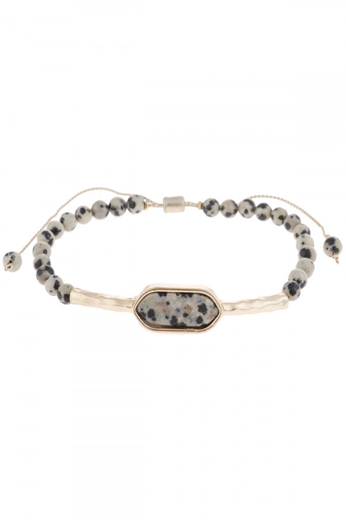 S5-6-5/S25-5-1-HDB2907DAL DALMATIAN NATURAL STONE BEADS SLIDER BAR BRACELET/6PCS (NOW $1.25 ONLY!)