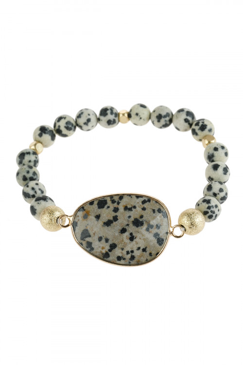 S25-2-1-HDB2941DM DALMATIAN NATURAL BIG STONE CHARM BRACELET/6PCS