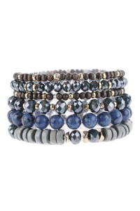 S21-5-2-HDB2953BL BLUE MIX STACKABLE CHARM BRACELET/6PCS