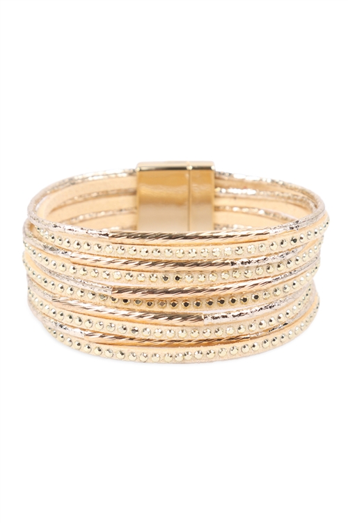 S20-9-1-HDB3067IV-MULTILINE LEATHER MAGNETIC BRACELET-IVORY/6PCS