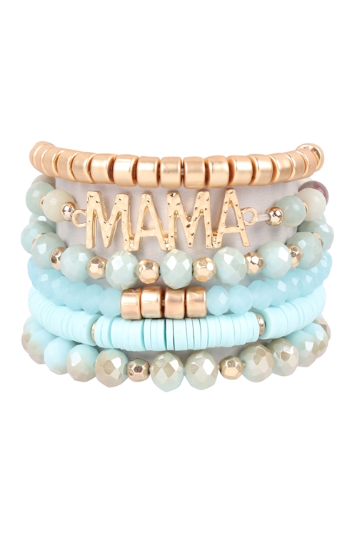 S25-8-3-HDB3341POM-MIX BEADS MAMA CHARM BRACELET-AMAZONITE/6PCS