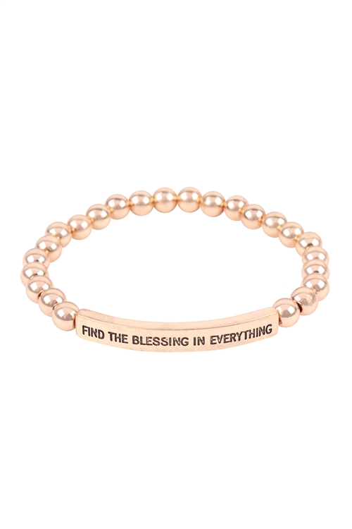 S21-11-1-HDB3441GD - FIND THE BLESSING IN EVERYTHING INSPIRATIONAL BRACELET-GOLD/6PCS