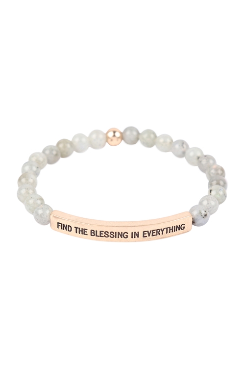 S21-11-1-HDB3441LAB - FIND THE BLESSING IN EVERYTHING INSPIRATIONAL BRACELET-GRAY/6PCS