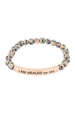 S19-10-1-HDB3444DAL-1 - I AM HEALED ISA 53:5 INSPIRATIONAL BRACELET-DALMATIAN/1PC