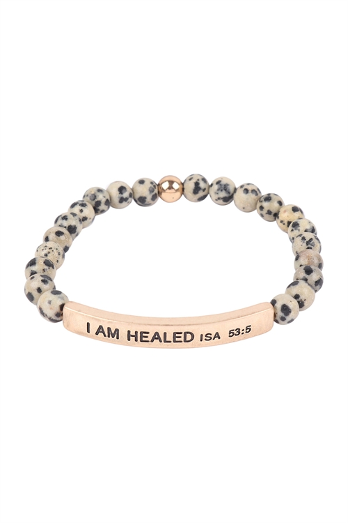 S19-10-1-HDB3444DAL - I AM HEALED ISA 53:5 INSPIRATIONAL BRACELET-DALMATIAN/6PCS