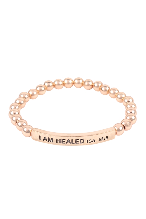 S19-10-1-HDB3444GD - I AM HEALED ISA 53:5 INSPIRATIONAL BRACELET-GOLD/6PCS