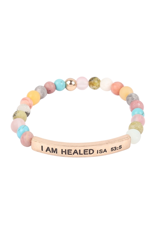 S19-10-2-HDB3444PMT - I AM HEALED ISA 53:5 INSPIRATIONAL BRACELET-LIGHT MULTICOLOR/6PCS