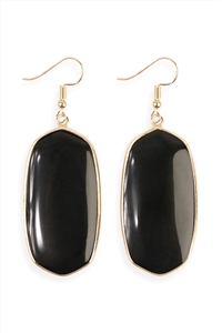 S25-6-2-HDE1815BK BLACK NATURAL OVAL STONE EARRING/6PAIRS