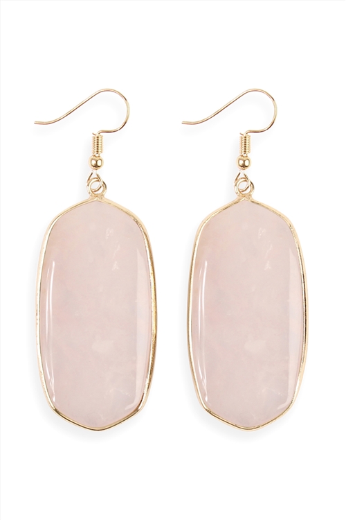 S25-6-2-HDE1815PK PINK NATURAL OVAL STONE EARRING/6PAIRS
