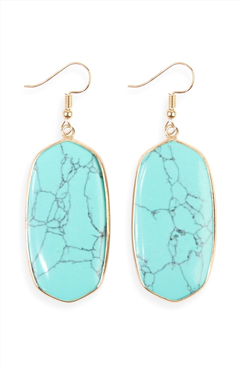 S25-6-2-HDE1815TQ TURQUOISE STONE DROP EARRING/6PAIRS