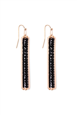 A2-4-2-HDE1918BK BLACK BAR CUTOUT BEADED DROP EARRINGS/6PAIRS (NOW $1.00 ONLY!)