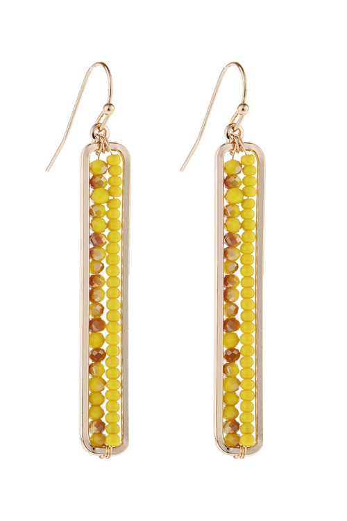 A3-1-5-HDE1918DMU DARK MUSTARD BAR CUTOUT BEADED DROP EARRINGS/6PAIRS (NOW $1.00 ONLY!)