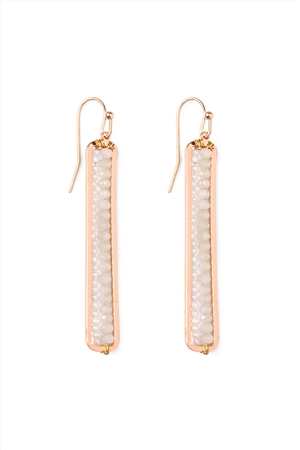 A2-4-2-HDE1918NA-1 NATURAL BAR CUTOUT BEADED DROP EARRINGS/1PAIR (NOW $1.00 ONLY!)