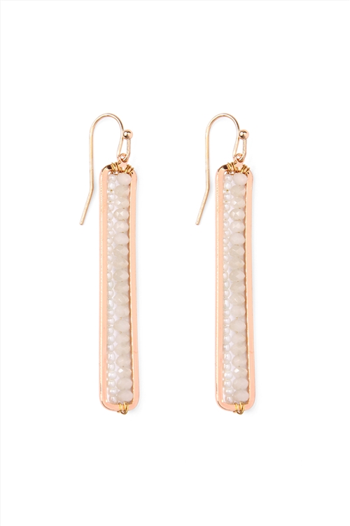 A2-4-2-HDE1918NA-1 NATURAL BAR CUTOUT BEADED DROP EARRINGS/1PAIR (NOW $1.00 ONLY!)