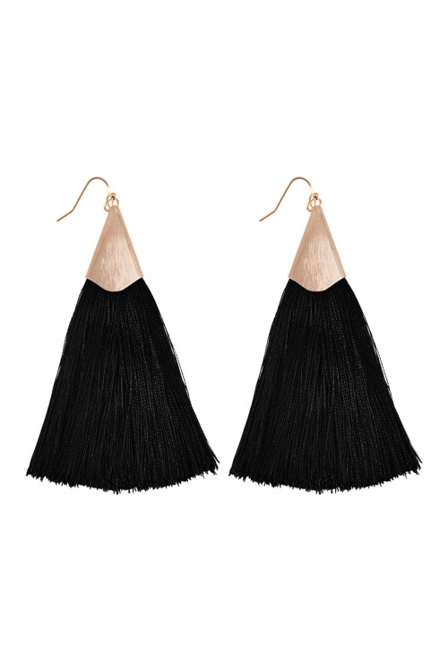 S6-5-2-HDE2228BK BLACK TASSEL EARRINGS EARRINGS/6PAIRS