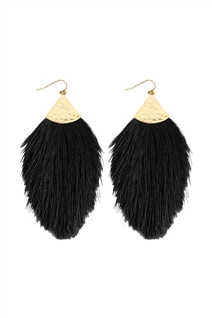 S25-4-4-HDE2232BK BLACK TASSEL DROP EARRINGS/6PAIRS