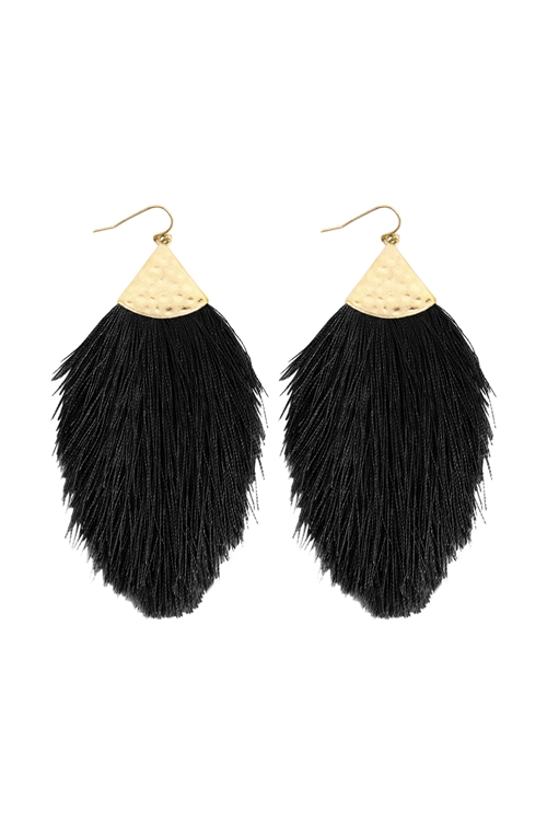 S23-10-1-HDE2232BK BLACK TASSEL DROP EARRINGS/6PAIRS