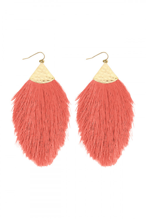 S23-1-3-HDE2232CO CORAL TASSEL DROP EARRINGS/6PAIRS