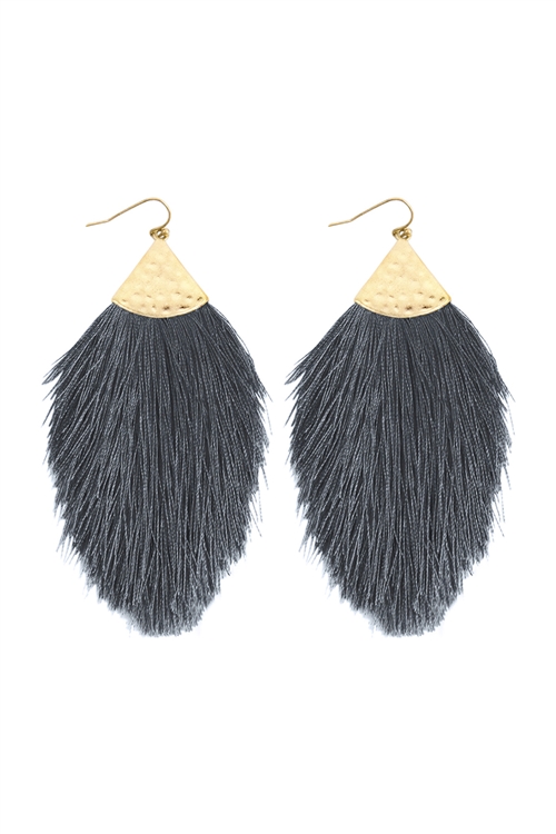 S25-4-4-HDE2232DGY DARK GRAY TASSEL DROP EARRINGS/6PAIRS