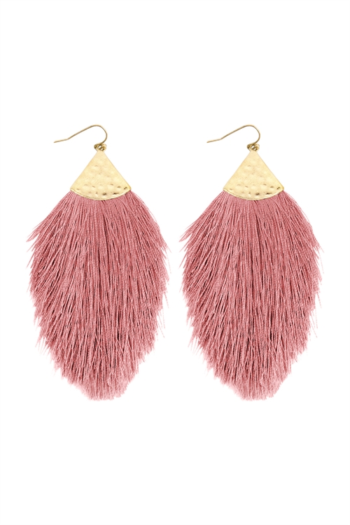 S24-5-2-HDE2232DPK DUSTY PINK TASSEL DROP EARRINGS/6PAIRS