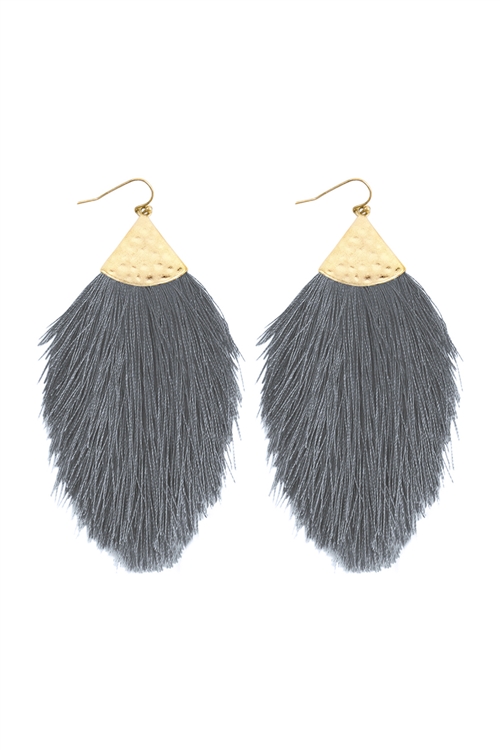 S24-5-3-HDE2232GY GRAY TASSEL DROP EARRINGS/6PAIRS