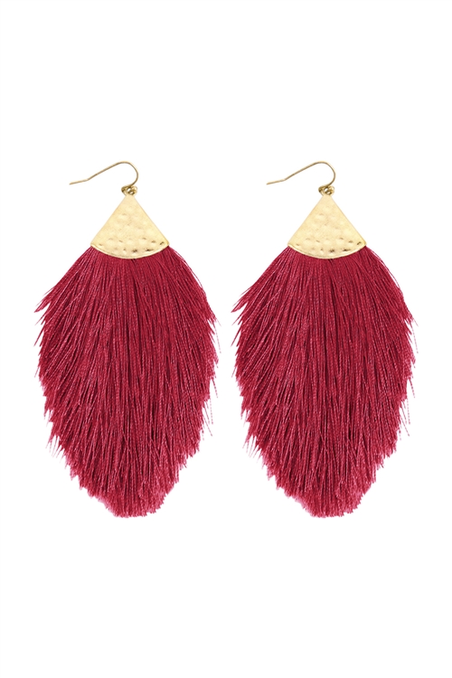 S24-5-2-HDE2232PL PLUM TASSEL DROP EARRING/6PAIRS