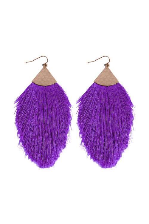 S19-11-4-HDE2232PU PURPLE TASSEL DROP EARRING/6PAIRS