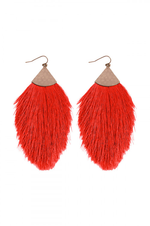 S23-10-1-HDE2232RD RED TASSEL DROP EARRINGS/6PAIRS