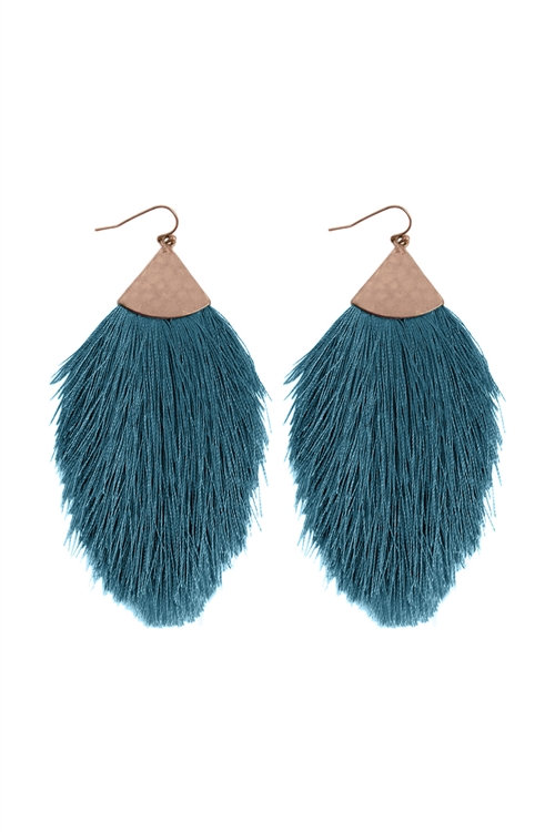 S23-10-1-HDE2232TL TEAL TASSEL DROP EARRINGS/6PAIRS