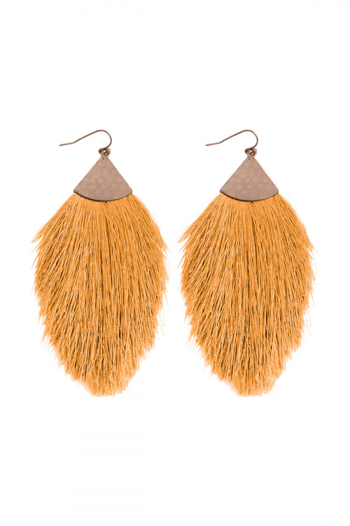 S18-10-2-HDE2232YW MUSTARD TASSEL DROP EARRINGS/6PAIRS