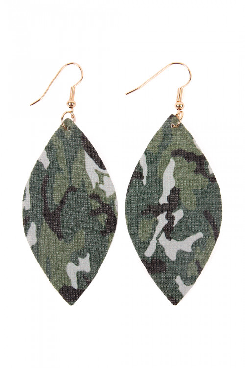 SA4-3-1-HDE2234 CAMOUFLAGE MARQUISE LEATHER EARRING/6PAIRS